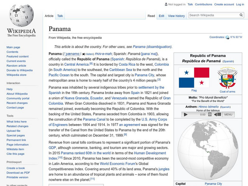 Wikipedia: Panama Handout Wikipedia: Panama Handout