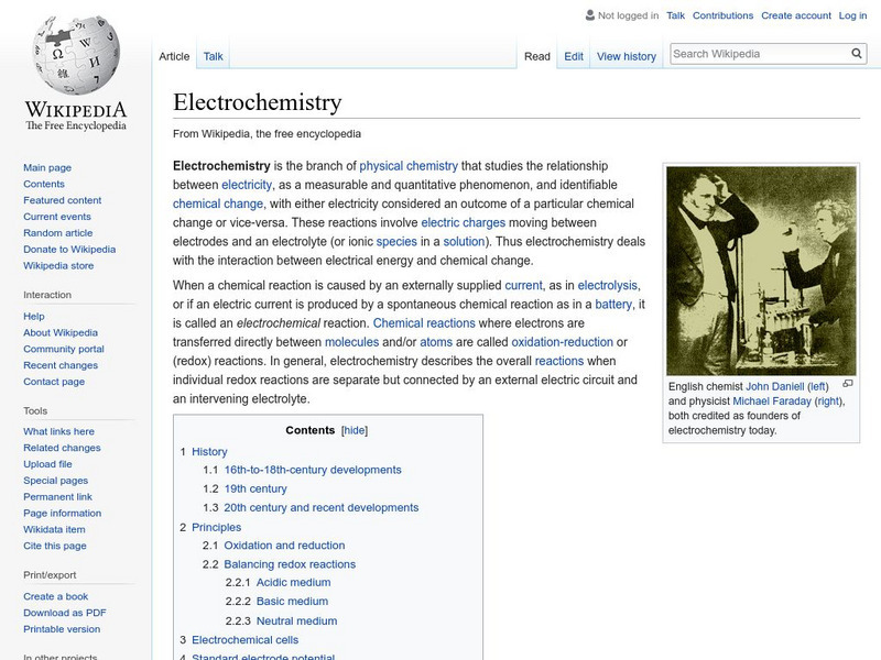 Wikipedia: Electrochemistry Handout Wikipedia: Electrochemistry Handout