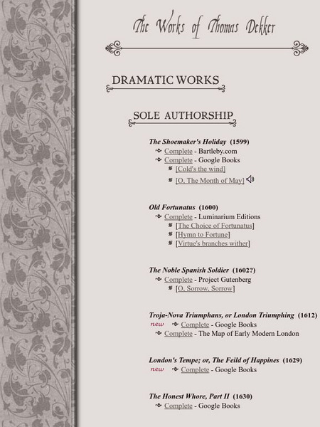 Luminarium: The Works of Thomas Dekker eBook Luminarium: The Works of Thomas Dekker eBook