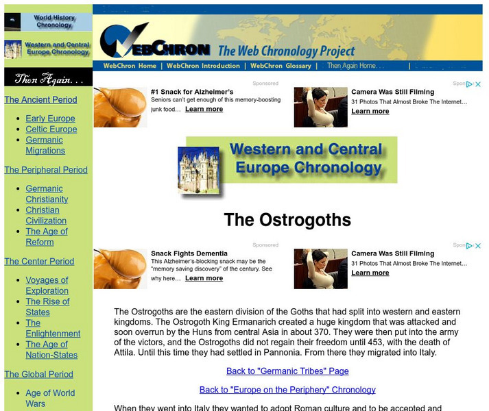 Then Again: Web Chron: Western and Central Europe Chronology: The Ostrogoths Website Then Again: Web Chron: Western and Central Europe Chronology: The Ostrogoths Website