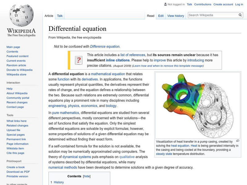 Wikipedia: Differential Equation Handout Wikipedia: Differential Equation Handout