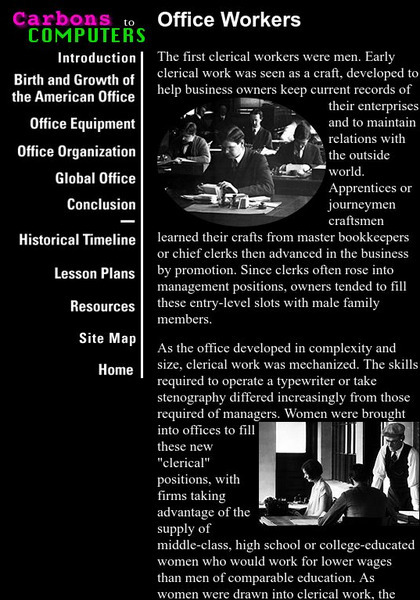 Smithsonian Education: Office Workers Website Smithsonian Education: Office Workers Website