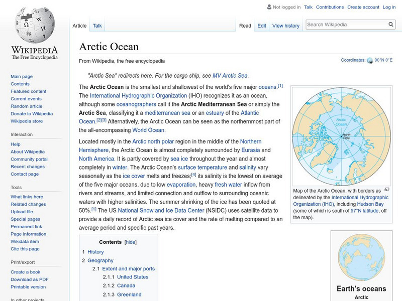 Wikipedia: Arctic Ocean Handout Wikipedia: Arctic Ocean Handout
