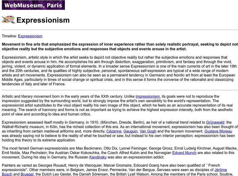Ibiblio: Web Museum: Expressionism Handout Ibiblio: Web Museum: Expressionism Handout