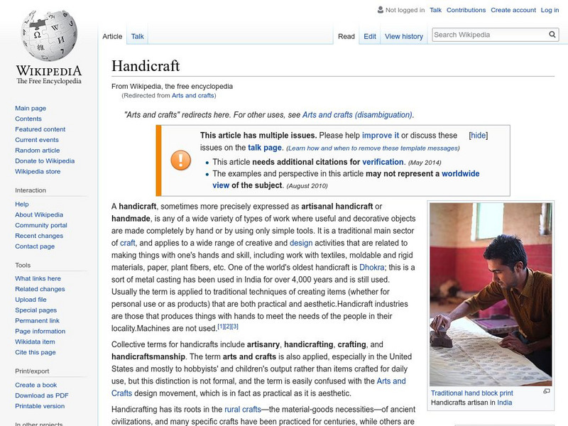 Wikipedia: Arts and Crafts Handout Wikipedia: Arts and Crafts Handout