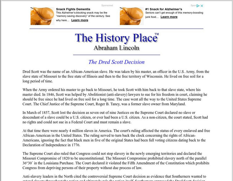 The History Place: The Dred Scott Decision Activity The History Place: The Dred Scott Decision Activity