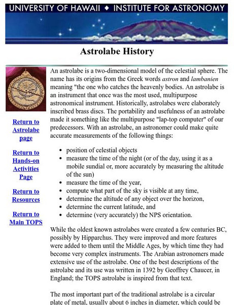 History of an Astrolabe Website History of an Astrolabe Website