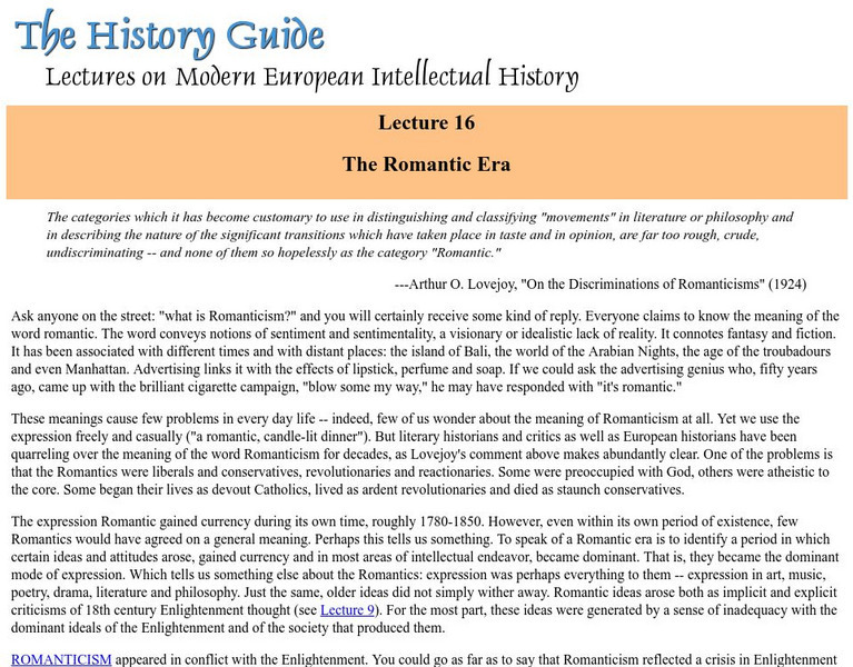 The History Guide: The Romantic Era Whiteboard The History Guide: The Romantic Era Whiteboard