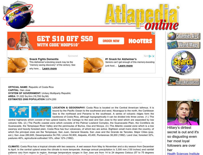 Atlapedia Online: Costa Rica Handout Atlapedia Online: Costa Rica Handout