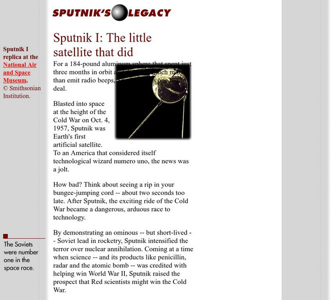 The Why Files: Sputnik's Legacy Article The Why Files: Sputnik's Legacy Article