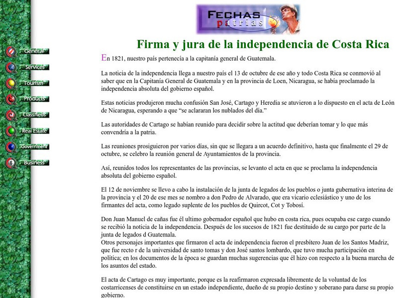 Historical Dates: Firma Y Jura De Indepencia De Costa Rica Article