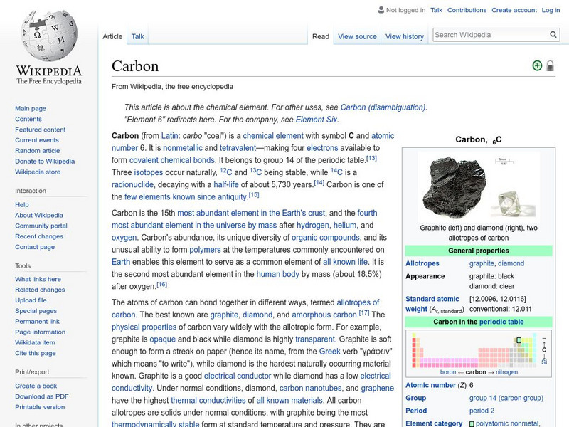 Wikipedia: Carbon Handout Wikipedia: Carbon Handout