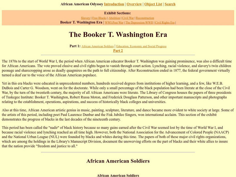 Loc: African American Odyssey: The Booker T. Washington Era Handout Loc: African American Odyssey: The Booker T. Washington Era Handout