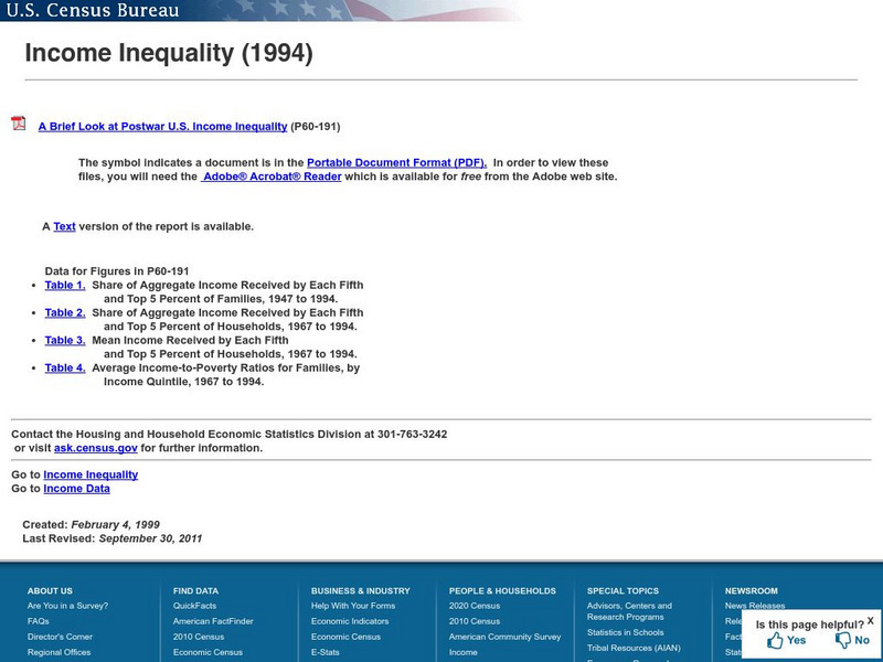 U.s. Census Bureau: Income Inequality Handout U.s. Census Bureau: Income Inequality Handout