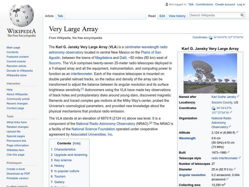 Wikipedia: Very Large Array Handout Wikipedia: Very Large Array Handout