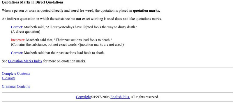 Grammar Slammer: Quotation Marks in Direct Quotations Handout