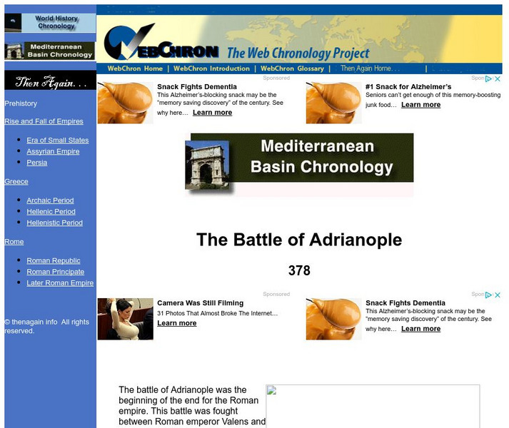 Then Again: Web Chron: Mediterranean Basin Chronology: The Battle of Adrianople Website Then Again: Web Chron: Mediterranean Basin Chronology: The Battle of Adrianople Website