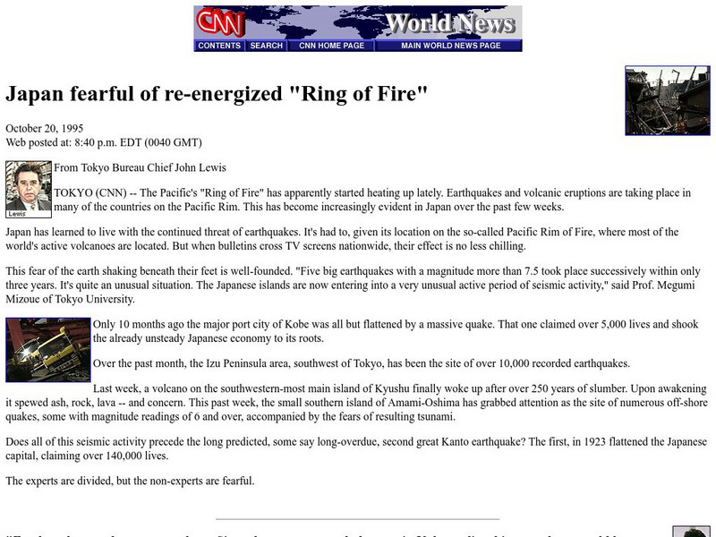 Cnn: Japan Fearful of Re Energized "Ring of Fire" Article Cnn: Japan Fearful of Re Energized "Ring of Fire" Article