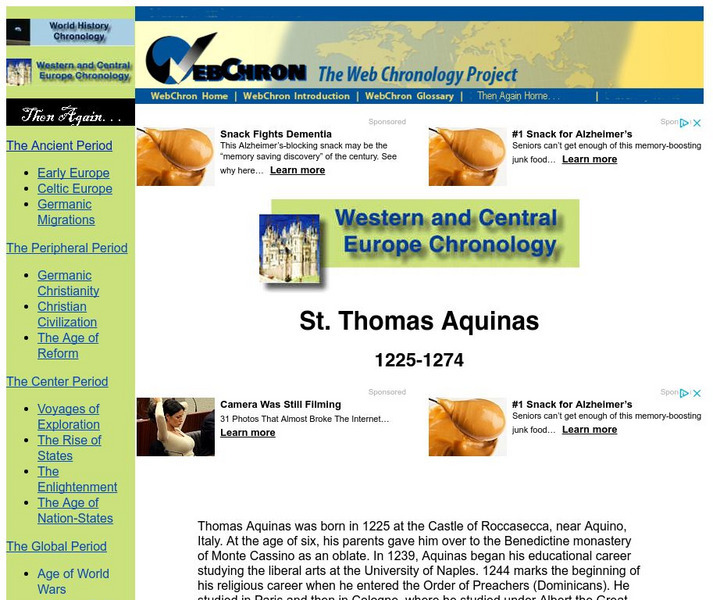 Then Again: Web Chron: The Life and Teaching of St. Thomas Aquinas 1225 1274 Handout Then Again: Web Chron: The Life and Teaching of St. Thomas Aquinas 1225 1274 Handout