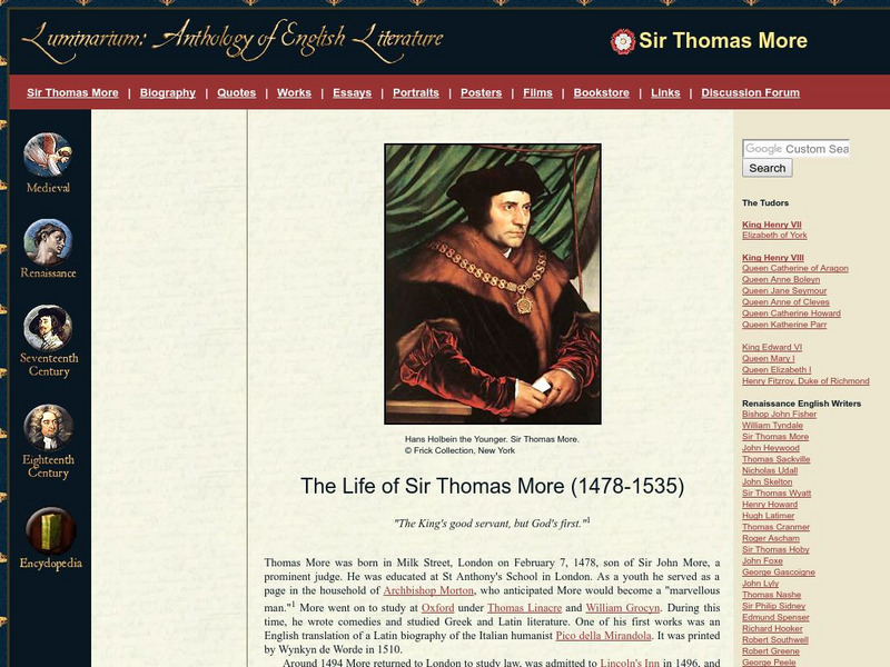 Luminarium: Renaissance Literature: The Life of Sir Thomas More Website Luminarium: Renaissance Literature: The Life of Sir Thomas More Website