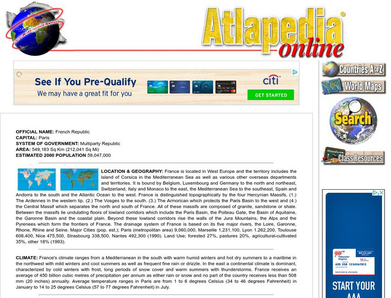 Atlapedia Online: France Climate Handout Atlapedia Online: France Climate Handout