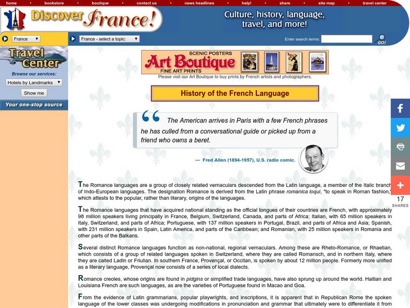 Discover France: History of French Language Primary Discover France: History of French Language Primary