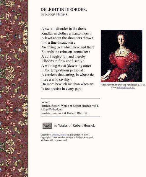 Luminarium: Robert Herrick: Delight in Disorder eBook Luminarium: Robert Herrick: Delight in Disorder eBook