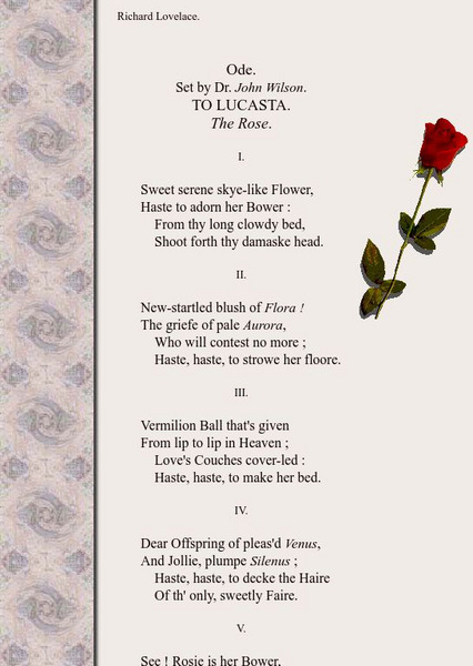 Luminarium: To Lucasta, "The Rose"/richard Lovelace eBook Luminarium: To Lucasta, "The Rose"/richard Lovelace eBook
