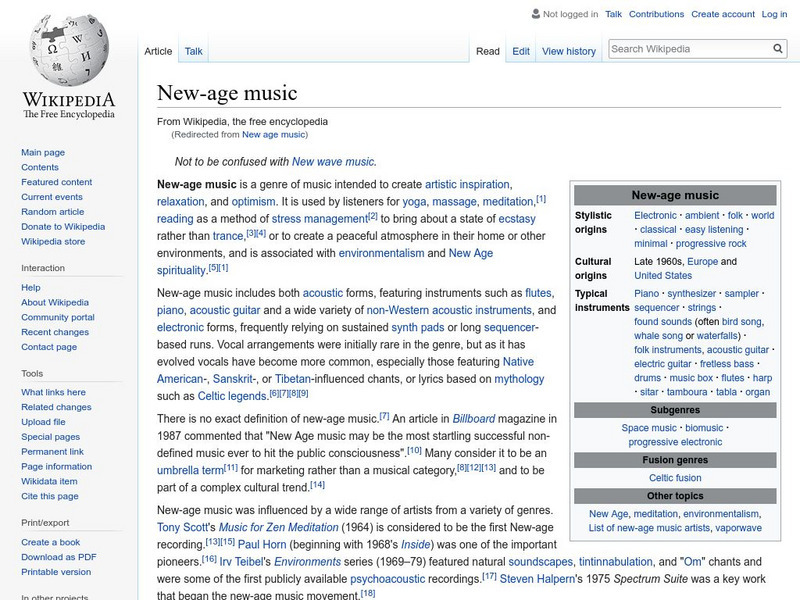 Wikipedia: New Age Music Handout Wikipedia: New Age Music Handout