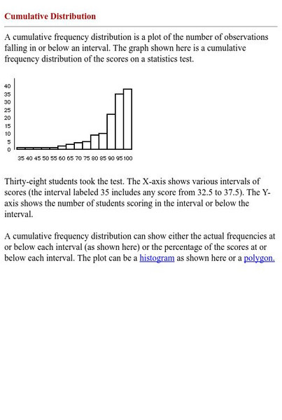 Hyper Stat Online Statistics Textbook: Cumulative Distribution Handout Hyper Stat Online Statistics Textbook: Cumulative Distribution Handout
