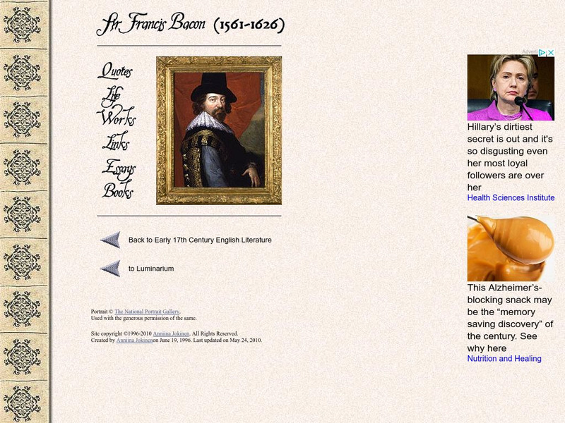 Luminarium: Sir Francis Bacon (1561 1626) Website Luminarium: Sir Francis Bacon (1561 1626) Website