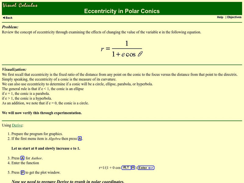 Math Archives: Eccentricity in Polar Conics Activity Math Archives: Eccentricity in Polar Conics Activity