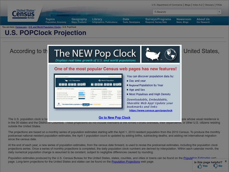 U.s. Census Bureau: u.s. Pop Clock Projection Website U.s. Census Bureau: u.s. Pop Clock Projection Website