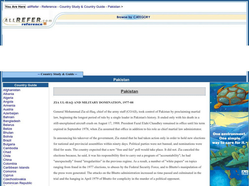 All Refer Reference: Pakistan: Zia Ul Haq and Military Domination in Pakistan Handout All Refer Reference: Pakistan: Zia Ul Haq and Military Domination in Pakistan Handout