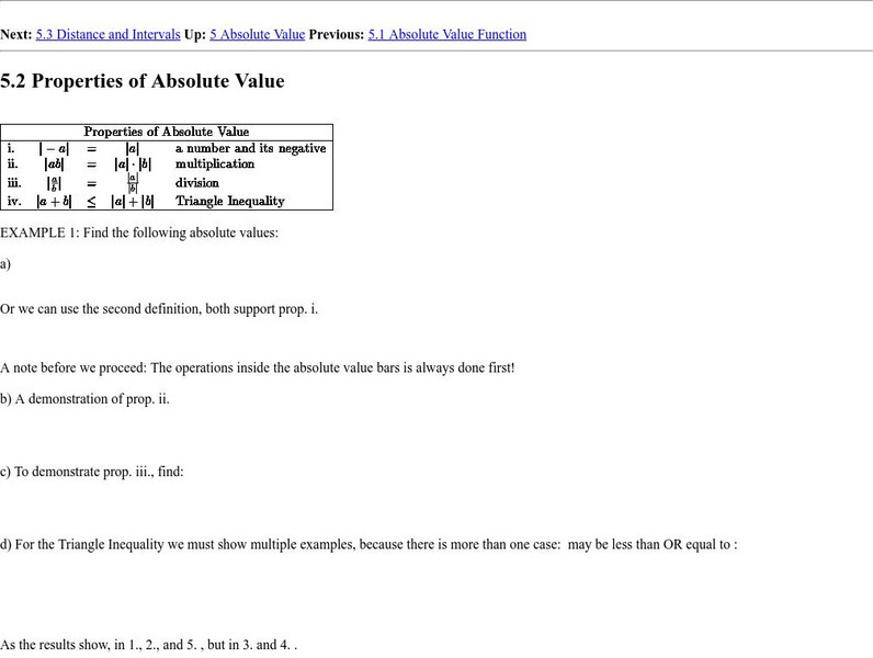 Syracuse University: Properties of Absolute Value Activity
