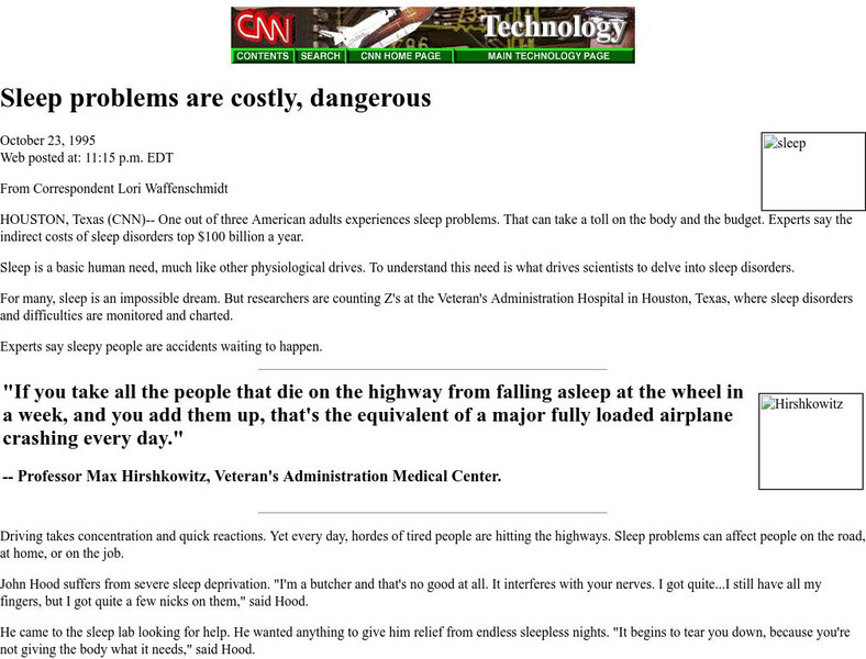 Cnn: Sleep Problems Are Dangerous Article
