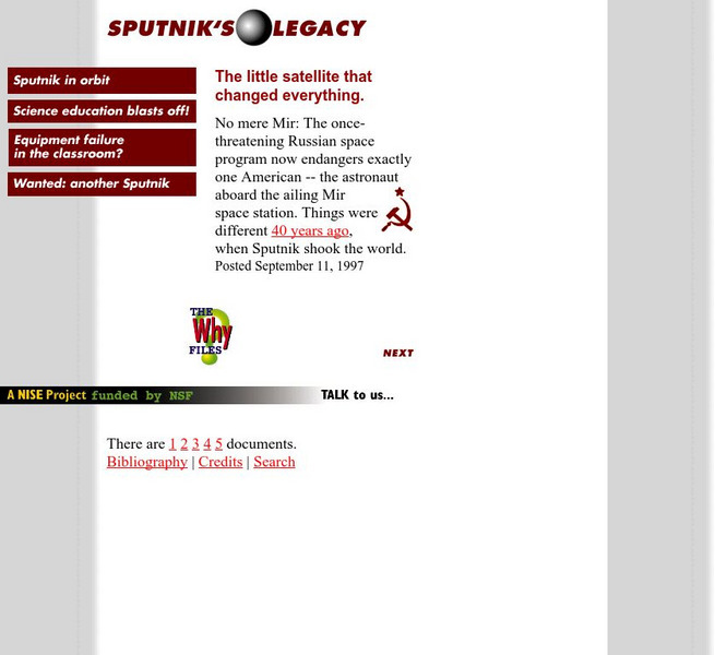 The Why Files: Sputnik's Legacy Website The Why Files: Sputnik's Legacy Website
