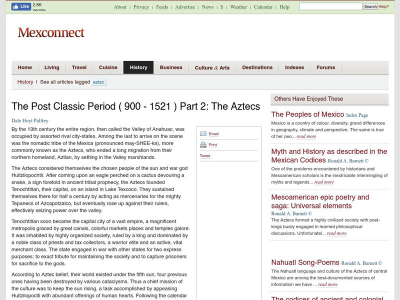 People and History of Mexico: The Post Classic Period (900 1521 Ad): The Aztecs Website People and History of Mexico: The Post Classic Period (900 1521 Ad): The Aztecs Website