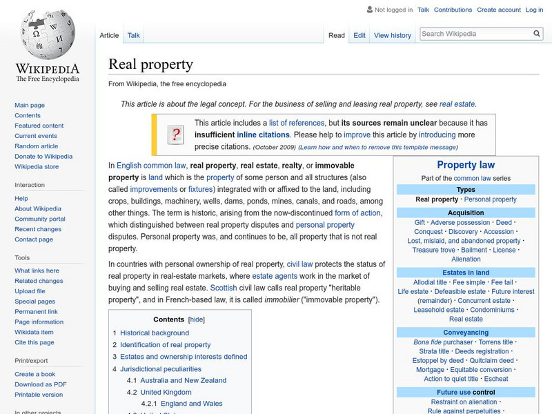 Wikipedia: Real Property Handout Wikipedia: Real Property Handout