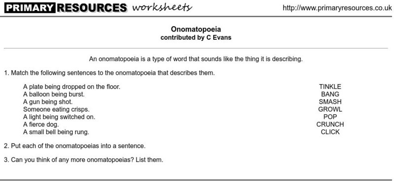 Gareth Pitchford's Primary Resources: Onomatopoeia Activity Gareth Pitchford's Primary Resources: Onomatopoeia Activity