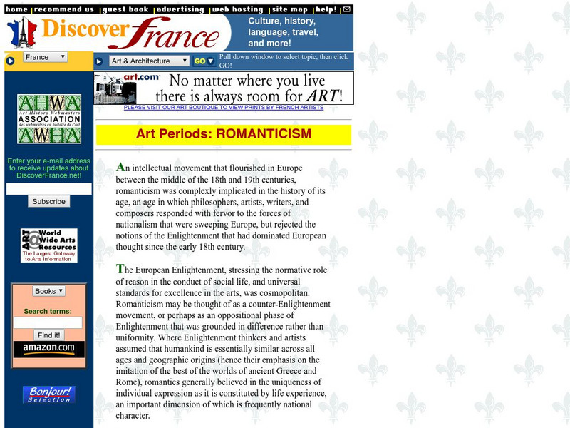 Discover France: Art Periods: Romanticism Website Discover France: Art Periods: Romanticism Website