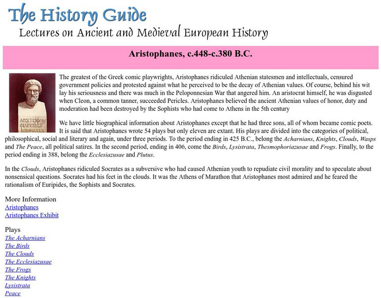 The History Guide: Aristophanes Website