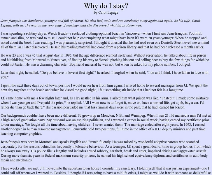 Fas Community Resource Center: Why Do I Stay? Primary Fas Community Resource Center: Why Do I Stay? Primary