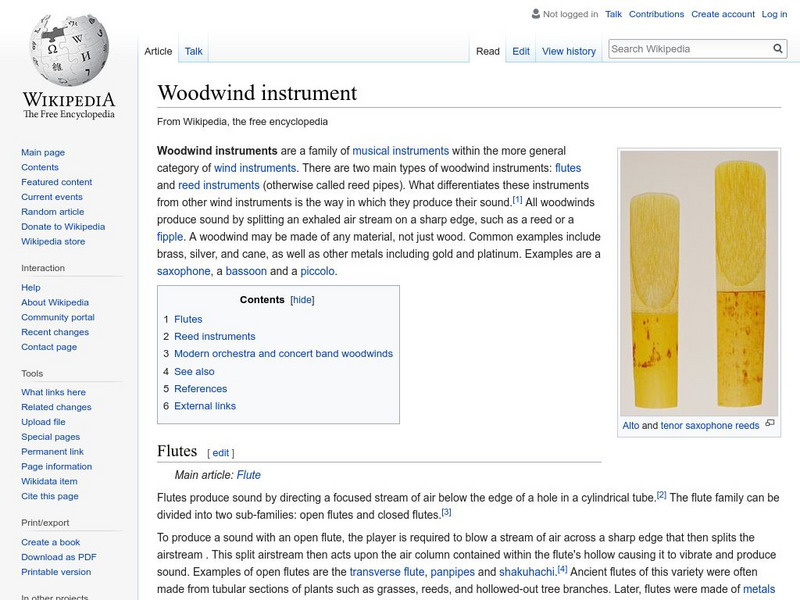 Wikipedia: Woodwind Instrument Handout Wikipedia: Woodwind Instrument Handout