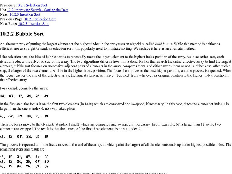 University of Hawaii: Bubble Sort Handout University of Hawaii: Bubble Sort Handout