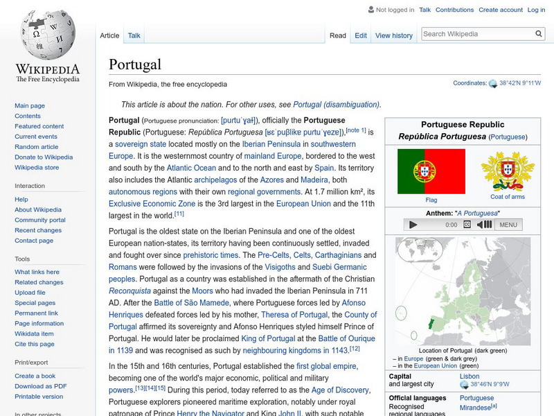 Wikipedia: Portugal Handout Wikipedia: Portugal Handout