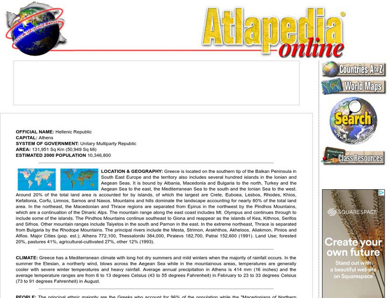 Atlapedia Online: Greece Handout Atlapedia Online: Greece Handout