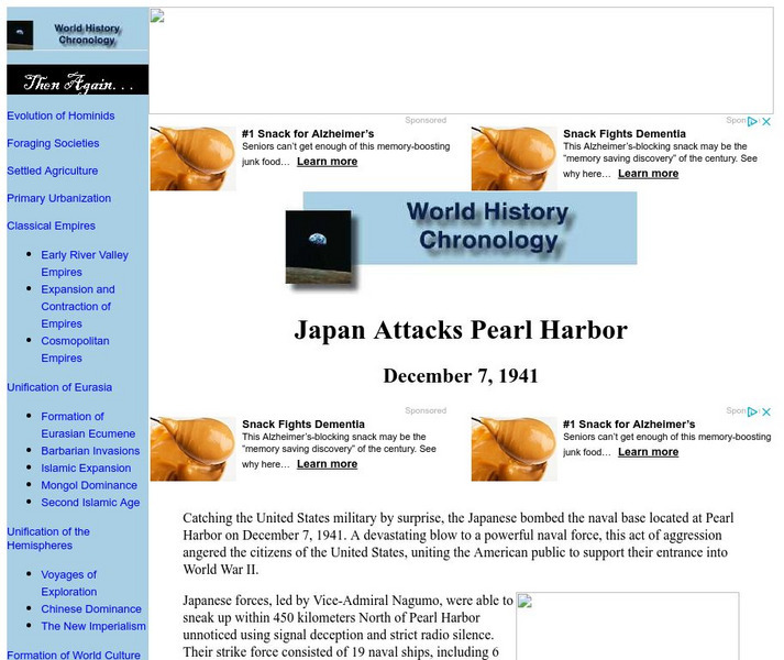 Then Again: Web Chron: Japan Attacks Pearl Harbor: December 7, 1941 Handout Then Again: Web Chron: Japan Attacks Pearl Harbor: December 7, 1941 Handout