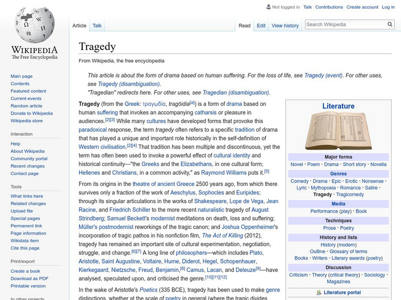 Wikipedia: Tragedy Handout Wikipedia: Tragedy Handout
