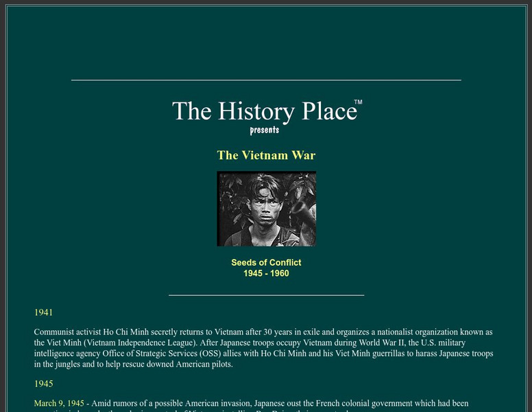 The History Place: The Vietnam War: Seeds of the Conflict, 1945 1960 Handout